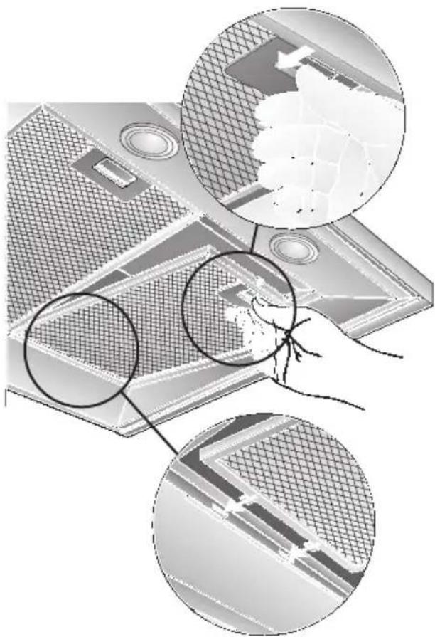 BOSCH DKE985S - Metalen vetfilters verwijderen en aanbrengen: - 1