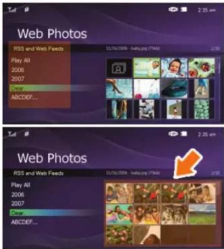 SAMSUNG SPF72V - Vérification des photos d'un flux RSS sur votre cadre photo numérique - 1