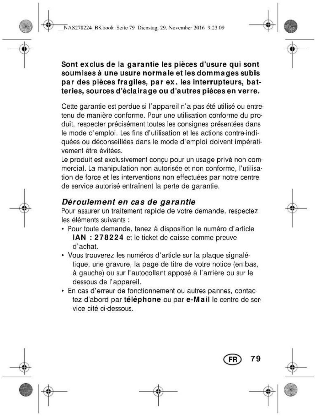 SILVERCREST SRR 3.7 A1 - Etendue de la garantie - 6