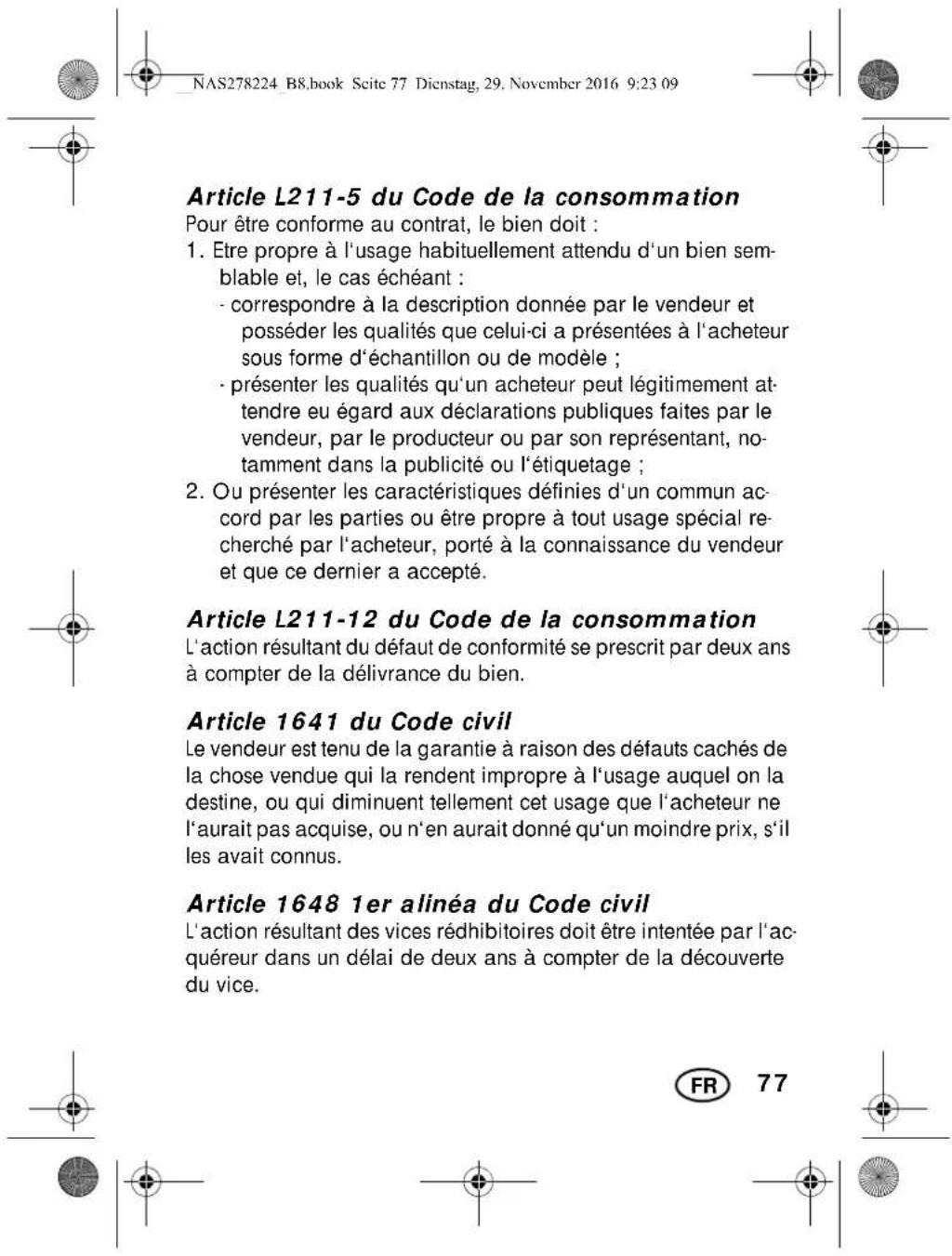 SILVERCREST SRR 3.7 A1 - Article L211-4 du Code de la consommation - 7
