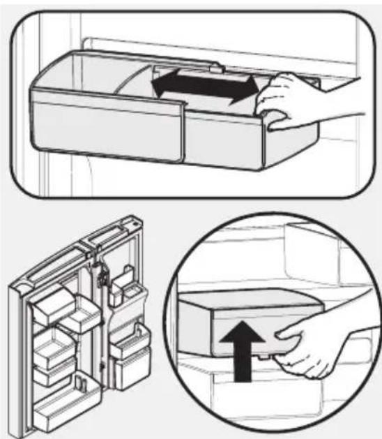 ELECTROLUX LLT9VB52U - Sådan flyttes lagebeholderen fra skinsne til skinne: - 1