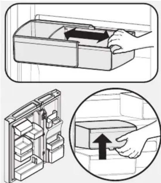 ELECTROLUX LLT9VB52U - Följ anvisingarna nedan for att flytta dorrfack mellan olikaskenor: - 1