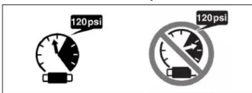 HITACHI N5010A - DO NOT EXCEED 120 psi. (8.3 bar 8.5 kgf/cm) - 1