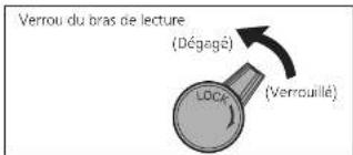 TECHNICS SL1000R - Dégage le verrou du bras de lecture. - 1