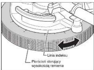 TECHNICS SL1000R - Dostosowac wysokosc pierscieniem ulatajcym wysokosc ramlenia. - 1