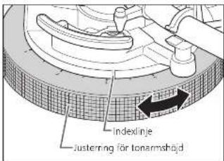 TECHNICS SL1000R - Justera hojden med justerringen for tonarmshojd. - 1