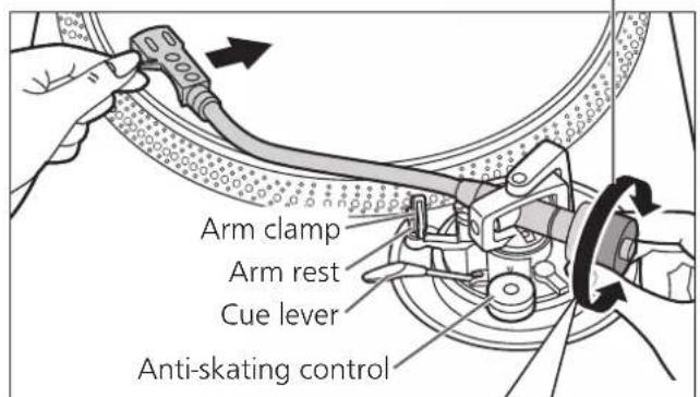 TECHNICS SL1210GR - Free the tone arm from the arm rest and adjust horizontal balance by turning the balance weight. - 2