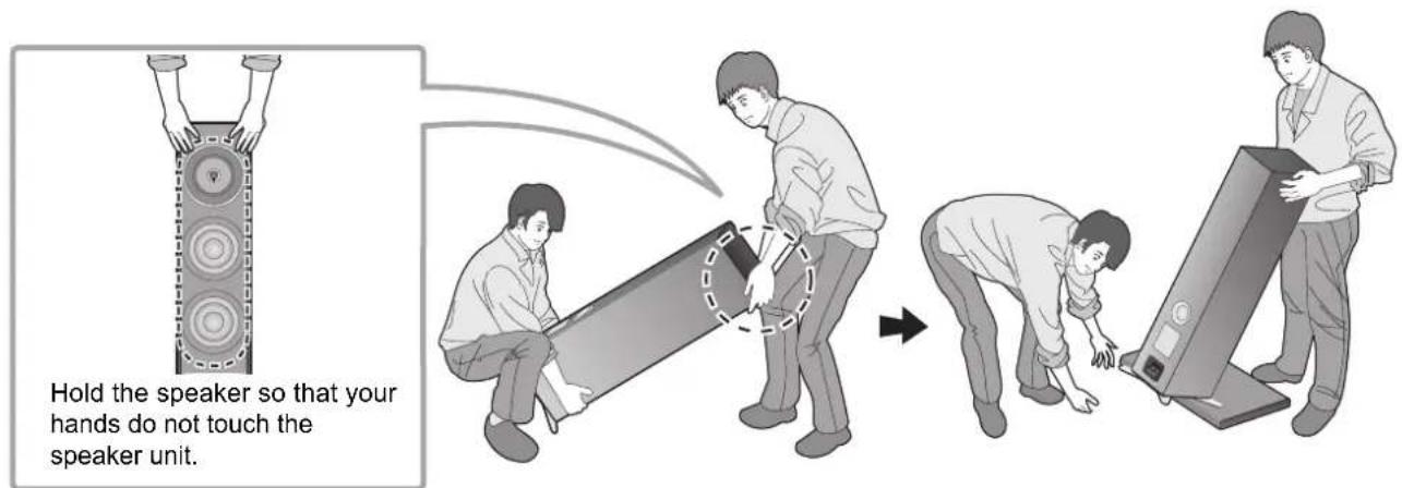 TECHNICS SBG90 - Placing the speakers using the spikes - 2