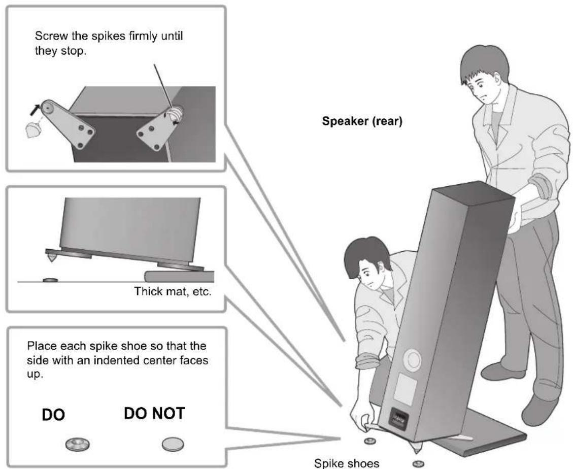 TECHNICS SBG90 - Placing the speakers using the spikes - 3