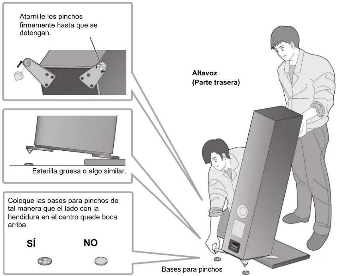TECHNICS SBG90 - Colocacion de los altavoces usingo los pinchos - 3