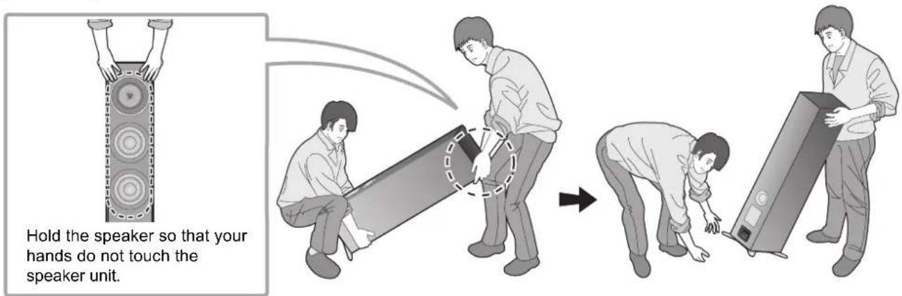 TECHNICS SBG90 - Placing the speakers using the rubber feet - 2
