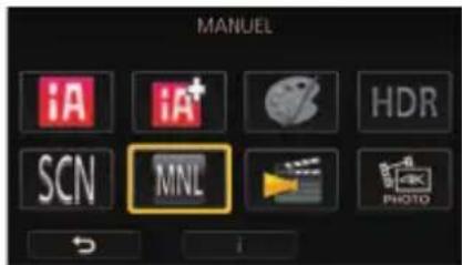 PANASONIC HCVX11 - Toucher MNUR changer pour le Mode manuel. - 2