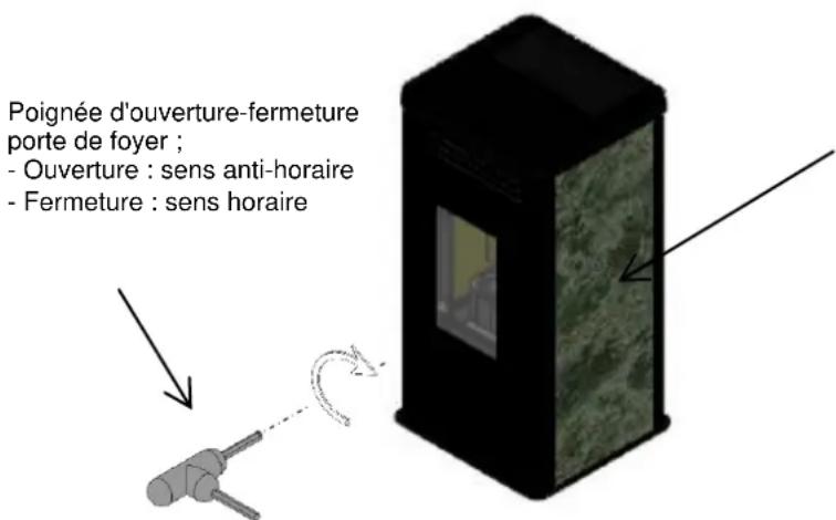 Cola Klean - Ouverture - fermeture de la porte de foyer du poêle chaudière à granulés KLEAN - 1