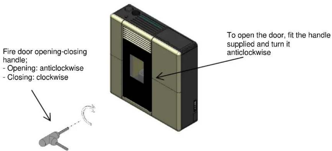 Cola Afrodite Canalizzabile - AFRODITE pellet heating stove fire door opening - closing - 1