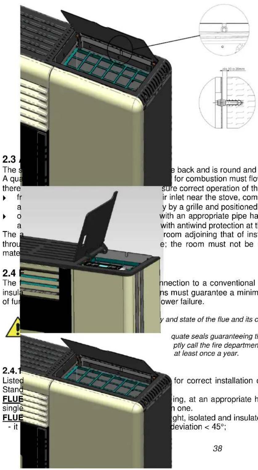 Cola Afrodite Canalizzabile - Place of installation, positioning and fire-prevention safety - 2
