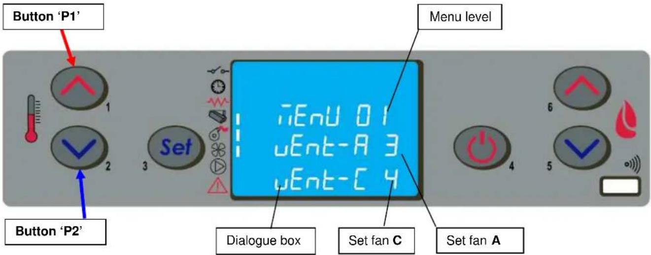 Cola Ellisse Canalizzabile - Menu 01 – adjust fans - 1