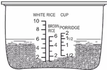 PANASONIC SRDF101 - Eche el arroz lavado en el recipiente - 1