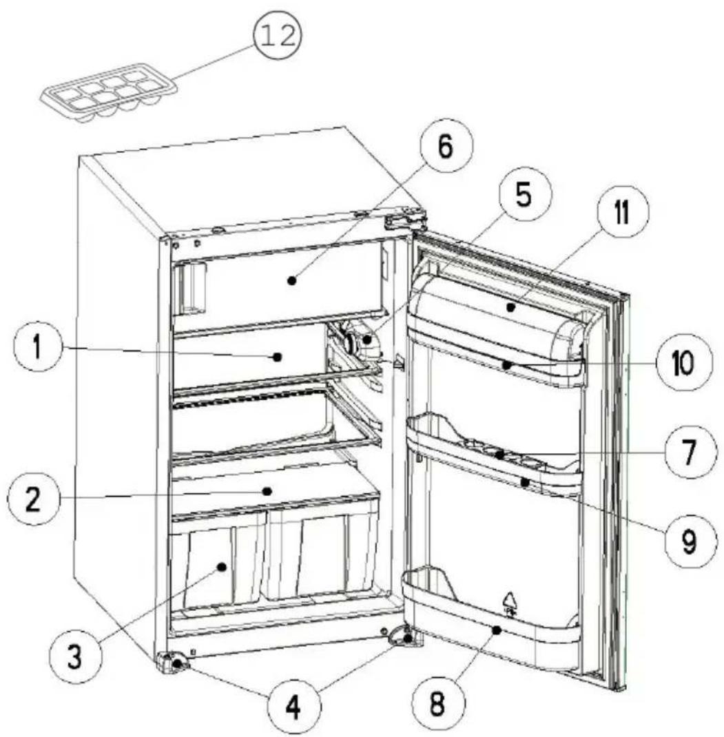 VESTEL VEKF2015 - PARTS OF THE APPLIANCE AND THE COMPARTMENTS - 1