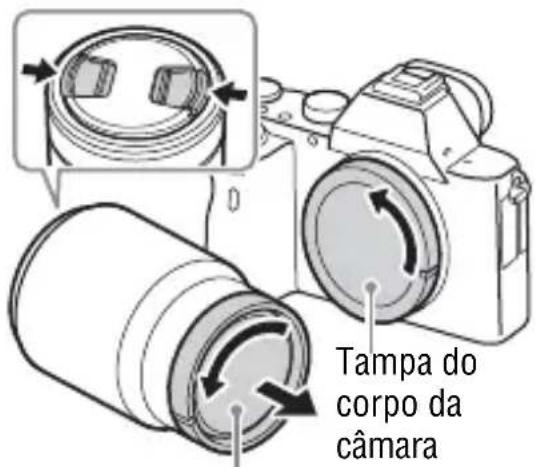 SONY Alpha ILCE7M2K - Retire a tampa do corpo da câmara e a tampa traseira da objetiva da traseira da objetiva. - 1