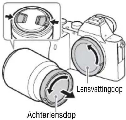 SONY Alpha ILCE7M2K - Haal de lensvattingdop van de camera af en haal de achterlensdop van de lens af. - 1