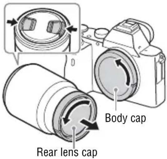 SONY Alpha ILCE7M2K - Remove the body cap from the camera and the rear lens cap from the rear of the lens. - 1