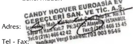 HOOVER HOAZ 8673 INE - CANDY-HOOVER-EUROASIA EV GERECLERI SAN VE TIC. A.S. - 1