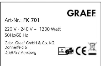 GRAEF FK 703 - TECHNICAL DATA - 1