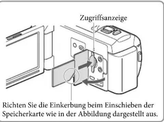 SONY HDRCX400E - Einsetzen einer Speicherkarte - 1
