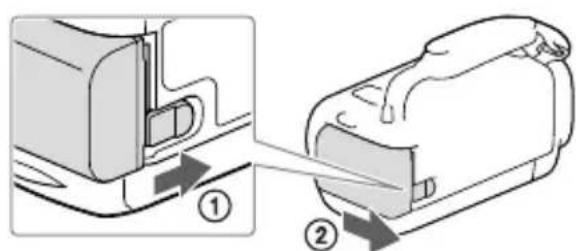 SONY HDRCX400E - Per rimuovere la batteria - 1