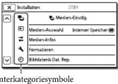 SONY HDRCX400E - Schnelles Auffinden einer Menüoption - 1