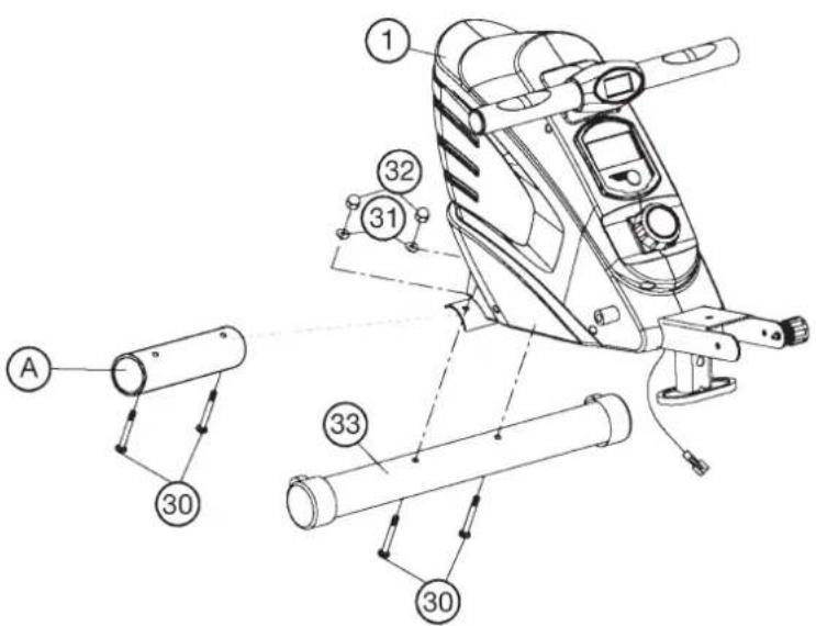 Christopeit Lago - Step 1: Attach the front foot (33) at main frame (1). - 1