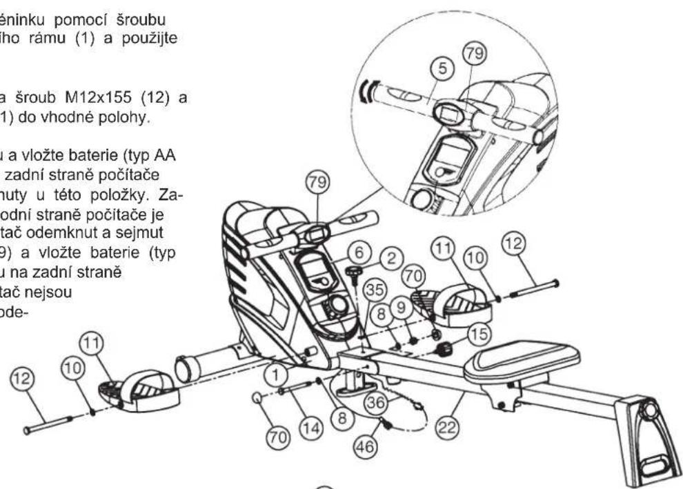 Christopeit Lago - Krok 4: Připevněte rám sedadla (22) a pedály (11) k hlavnímu rámu (1). - 1