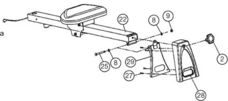 Christopeit Lago - Krok 3: Montáz zadni nohy (29) na rámu sedadla (22). - 1