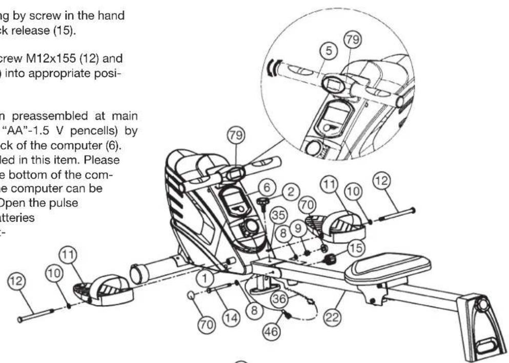 Christopeit Lago - Step 4: Attach the seat rail (22) and pedals (11) at main frame (1). - 1