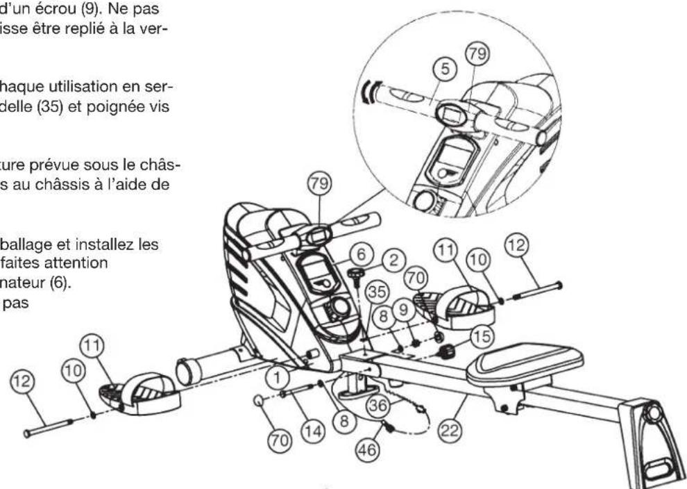 Christopeit Lago - Étape n° 4: Montage du cadre de siege (22) et des pédaliers (11) sur le chassis (1). - 1