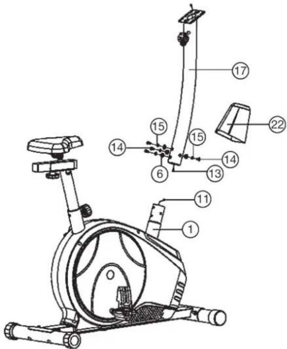 Christopeit ET 2000 - Etape n° 4: Montage du tube support de guidon (17) sur le cadre de base (1). - 1