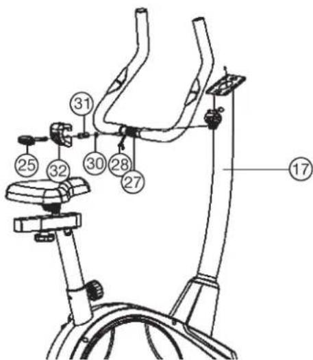 Christopeit ET 2000 - Etape n° 5: Montage de le guidon (27) sur d'appui du guidon (17). - 1