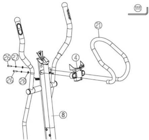 Christopeit CX 7 - Step 6: Attach the grip (21) at support (8). - 1