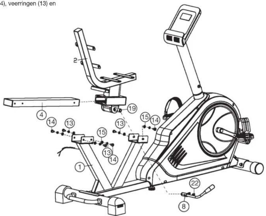 Christopeit CT 3 - Stap 5: Montage van de zit frame (4) en de zit opname (2). - 1