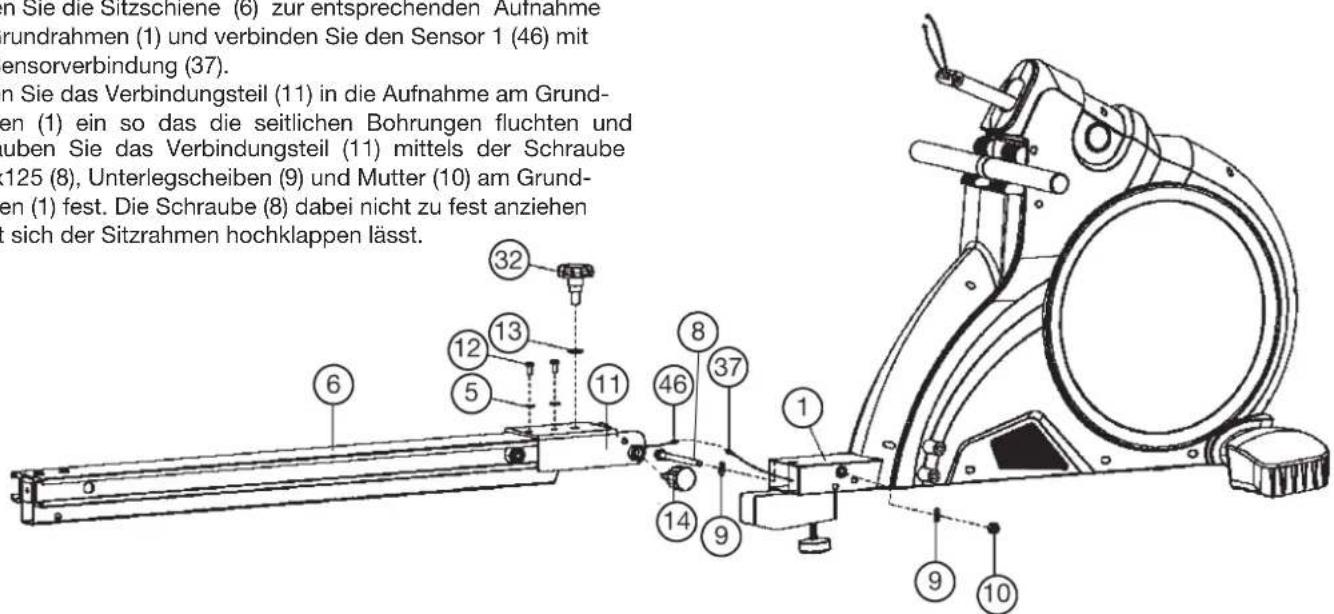 Christopeit Como - Schritt 2: Montage der Sitzschiene (6) am Grundrahen (1). - 1