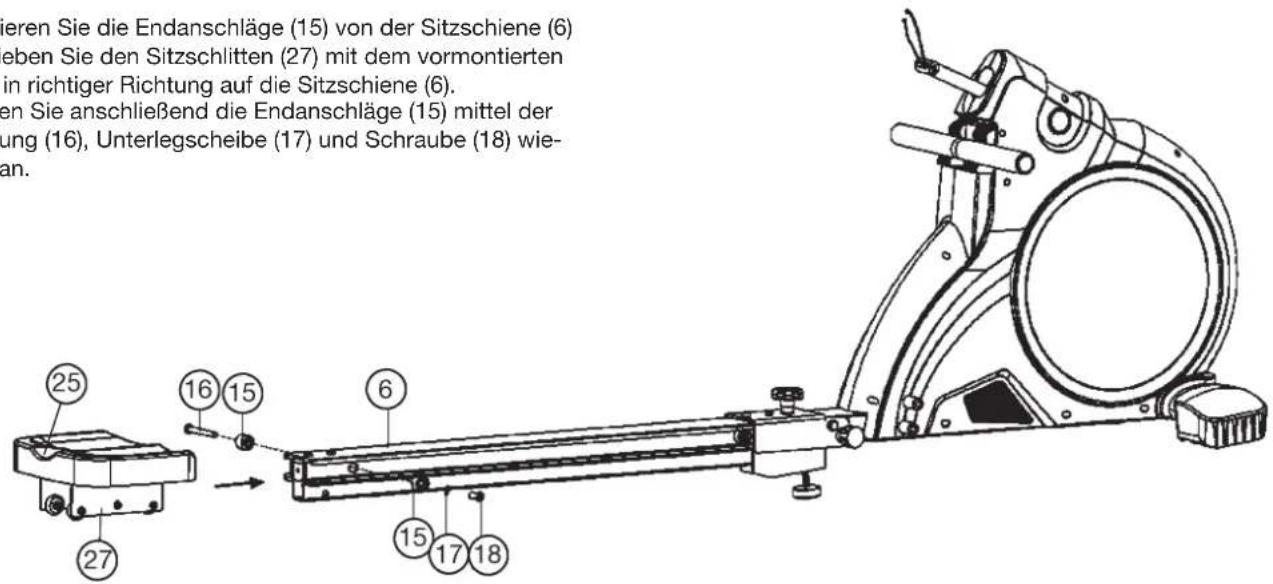 Christopeit Como - Schritt 3: Montage des Sitzschlittens (27) mit Sitz (25) an der Sitzschiene (6). - 1