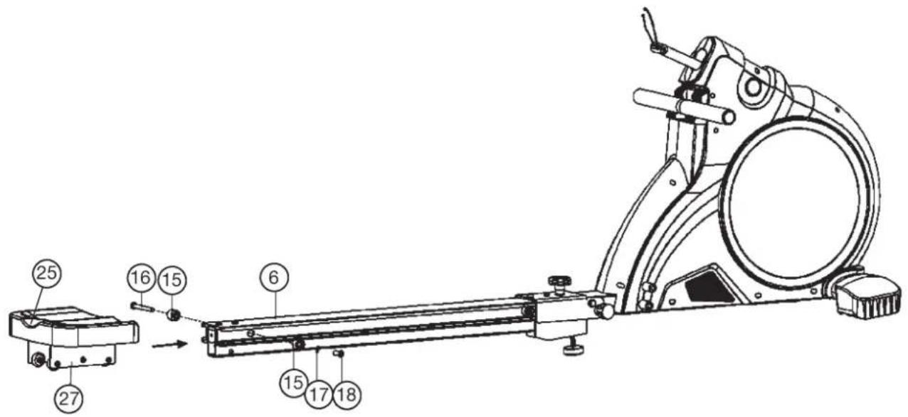 Christopeit Como - Step 3: Attach the seat sled (27) with seat (25) at seat rail (6). - 1
