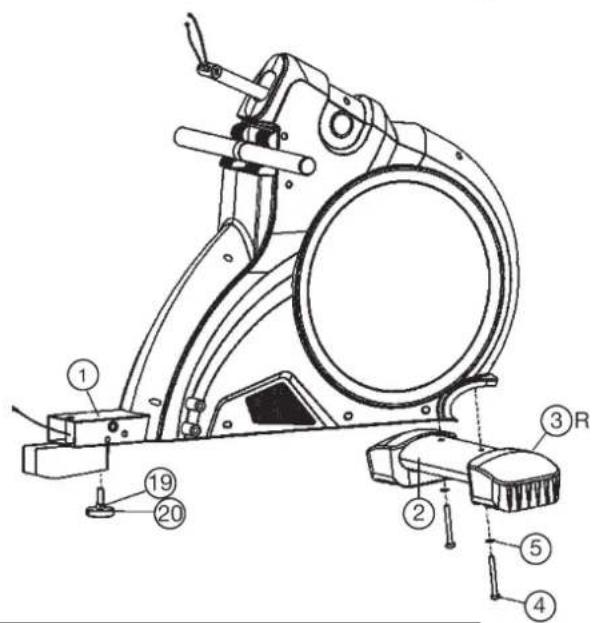 Christopeit Como - Step 1: Attach the front stabilizer (2) to main frame (1). - 1