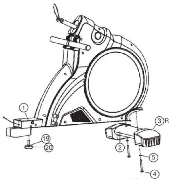 Christopeit Como - Stap 1: Montage van de voorste voet (2) op het basisframe (1). - 1