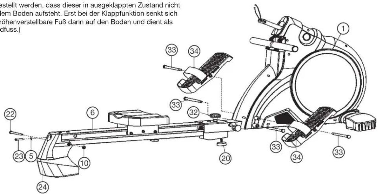 Christopeit Como - Schritt 4: Montage des hinteren Fübes (24) und der Fußschalen (34). - 1