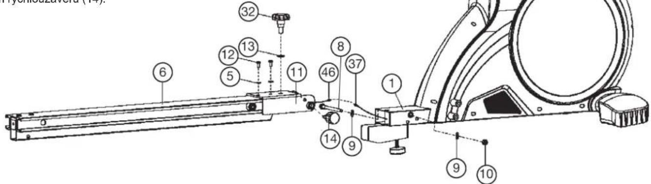 Christopeit Como - Krok 2: Montáz kolejnice sedáku (6) k základnímu rámu (1) - 1