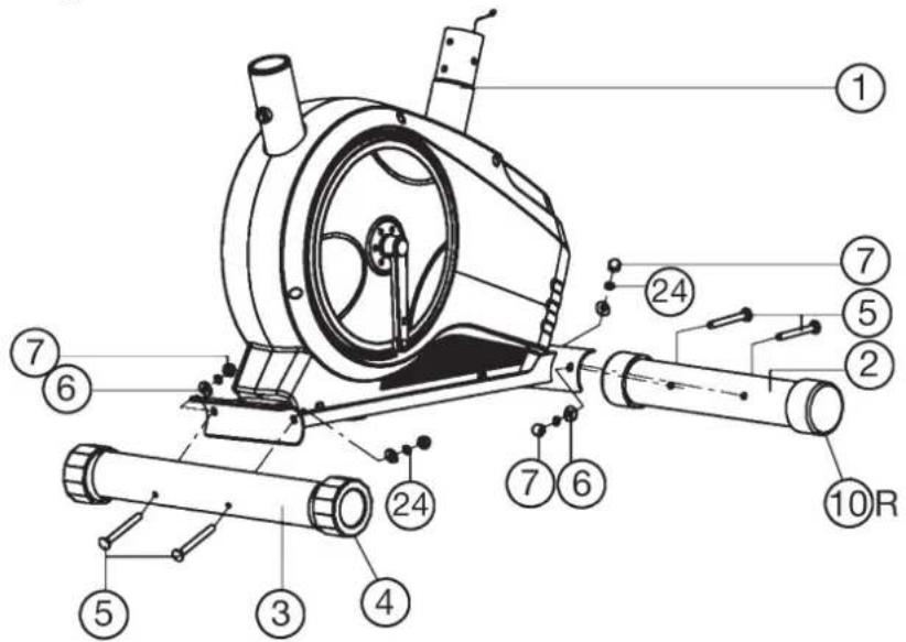 Christopeit BT 4 - Attach the stabilizer (2 + 3) at main frame (1). - 1