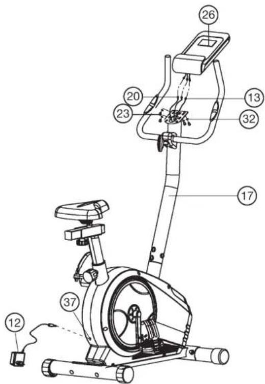 Christopeit BT 4 - Step 6: Attach the computer (26) at handlebar support (17). - 1