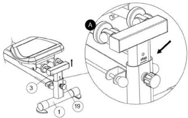 Christopeit Accord - Nastavení sklonu sedáku. - 1