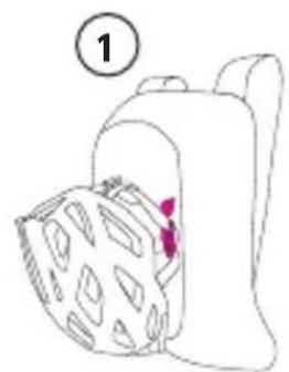 Simple line drawing of a backpack with patterned cushion and a numbered label (1) in the top left corner, no text or symbols present.